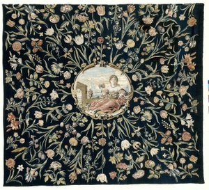 Capa de mesa
Capa de mesa com a personificação da Flora e um padrão floral de Maximiliaan van der Gucht (possibly)