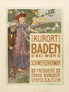 Cidade termal Baden perto de Viena, c. 1910. de Maximilian Liebenwein