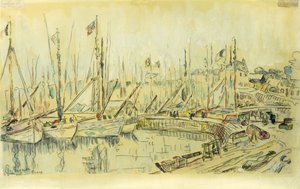 Barcaças no Sena; Os Peniches no Sena, de Maximilien Luce