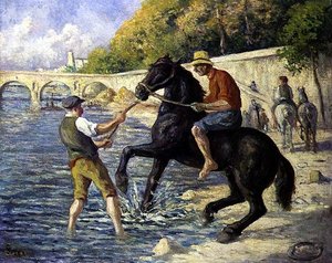 Bathing the Horses, c.1910 (óleo sobre tela) de Maximilien Luce