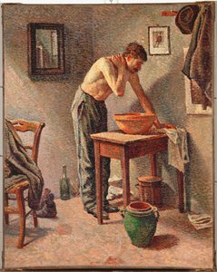 Homem a lavar-se (óleo sobre tela) de Maximilien Luce