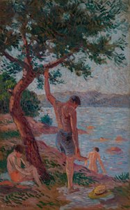 Saint-Tropez, banhistas debaixo do pinhal de Maximilien Luce