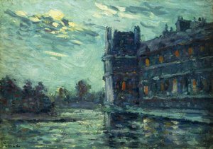 As inundações de 1910, o Pavilon de Flore, no Louvre, Paris; As inundações de 1910, Le Pavillon de Flore, 1910 de Maximilien Luce