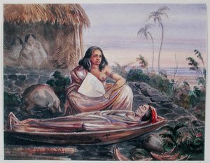 Um Funeral no Taiti, c.1841-48 (aguarela sobre papel)