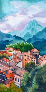 Cidade colorida na encosta de Maxine Shore
