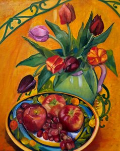 Frutas e flores em estilo pictórico de Maxine Shore