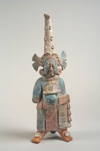 Figura fantasiada do México, sétimo a oitavo século (cerâmica, pigmento)