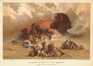 Uma tempestade de areia no deserto (cor litho)