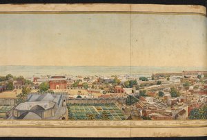 Seção de um panorama de Delhi de Mazar or Mazhar Ali Khan