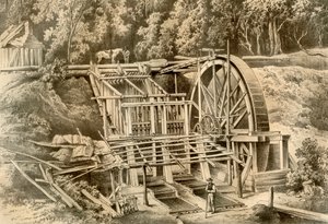 Moinho de trituração de quartzo, Austrália, 1879