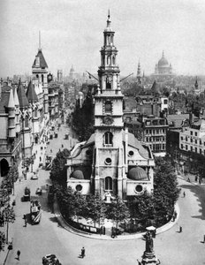 Igreja de St Clement Danes, Strand e Fleet Street da Australia House, Londres, 1926-1927. de McLeish
