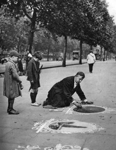 Artista de pavimento, aterro, Londres, 1926-1927 de McLeish
