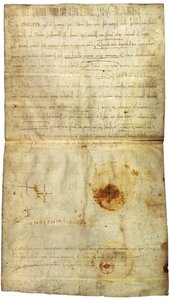 Diploma de Filipe I em favor da Abadia de St. Crépin em Soissons, com assinatura de Ana de Kiev, Rainha da França, 1063 de Medieval Document