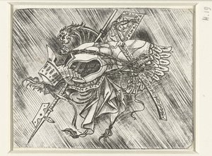 Troféus de armamento incluindo armadura e capacete e alabarda de Meester van 1515