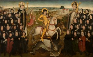 Os Membros da Guild of the Large Crossbow of Malines, c.1500 (óleo sobre painel) de Meester van de Mechelse Sint-Jorisgilde