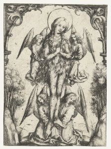 A elevação de Santa Maria Madalena com quatro anjos de Meester van het Amsterdamse Kabinet