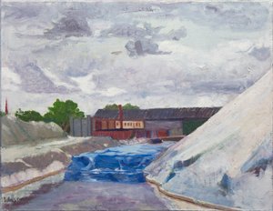 Barragem de sal no Cal Sag, 2014 (óleo sobre tela) de Megan Williamson