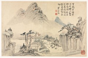 Paisagens em vários estilos após os velhos mestres de Mei Qing