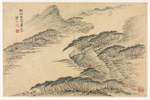 Paisagens em vários estilos após os velhos mestres, 1690. de Mei Qing