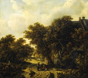 Alemão: Landschaft mit Wirtshaus Paisagem com uma estalagem de Meindert Hobbema