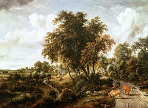 Estrada no dique de Meindert Hobbema