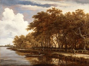 Vista ao longo do Amstel, c.1660 (óleo sobre painel) de Meindert Hobbema