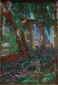 Paisagem em Capri: Vista de uma fila de colunas