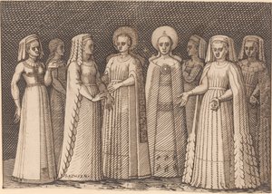 Oito senhoras em trajes antigos