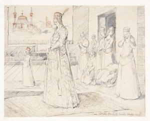 Um grupo de mulheres turcas em oração de Melchior Lorck