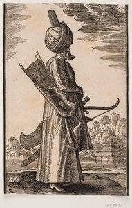 Arqueiro em pé, perfil à direita de Melchior Lorck