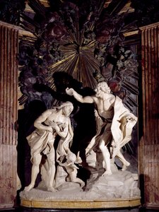Escultura em mármore representando o Batismo de Cristo, Co-Cathedral de São João, Valletta. Malta de Melchiorre Cafa