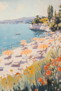 Dia de Praia no Mediterrâneo de Melloi Art Prints