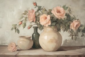Natureza morta com rosas cor de pêssego de Melloi Art Prints