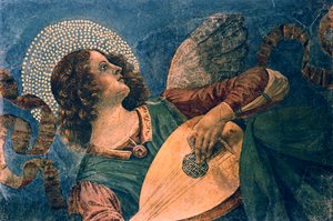 Um anjo tocando alaúde, século XV