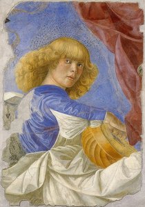 Anjo fazendo música. Por volta de 1480