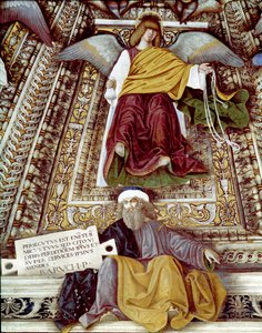 Representação de Baruch (Baruch ben Neria) discípulo de Jeremias e um anjo Fresco de Melozzo da Forli (Melozzo degli Ambrosi) (1438-1494) Cúpula da sacristia de São Marcos (Marco), santuário da Casa Santa, Loreto de Melozzo da Forli