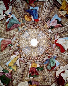 Representações de Profetas e Anjos Fresco de Melozzo da Forli (Melozzo degli Ambrosi) (1438-1494) Cúpula da Sacristia de São Marcos (Marco), Santuário de Santa Casa, Loreto de Melozzo da Forli