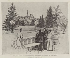 Visita da Rainha à Imperatriz Frederico em Friedrichshof, Sua Majestade no Terraço do Castelo de Melton Prior