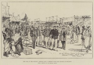 A guerra no Sudão, almirante Sir W Hewett vai suas rondas em Souakim de Melton Prior
