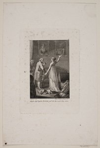 Ilustração com senhora e cavalheiro na frente de dois retratos de Meno Haas