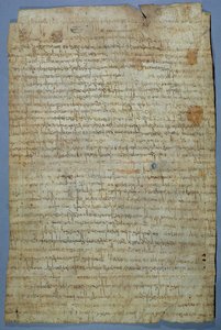 Documento escrito por Wadomir (Uuademir) e sua esposa, Ercamberta, c.690-691 (caneta e tinta em pergaminho) de Merovingian