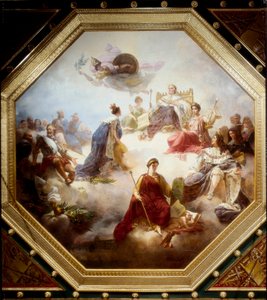 A França, no meio dos reis legisladores e jurisconsultos franceses, recebe a Carta Constitucional de Luís XVIII, teto da sala Camondo, Louvre, Paris