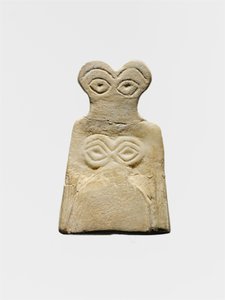 Ídolo do olho médio Uruk, c.3700-3500 a.C. (alabastro de gesso) de Mesopotamian School