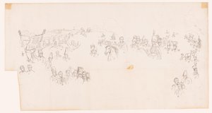 Desenho da pintura representando a batalha de Waterloo de Met and Meylink
