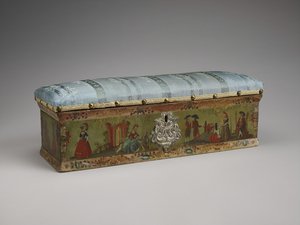 Caixa Senhoras, finais do século XVIII (madeira, tinta, prata, seda e vidro) de Mexican School