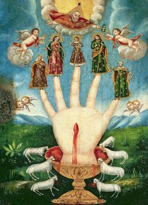 Mano Ponderosa (óleo em lata) de Mexican School