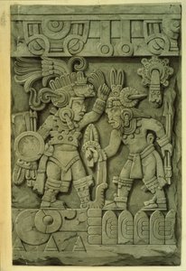 A Pedra de Tizoc (litografia a cores) de Mexican School