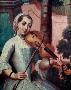 Violinista. Detalhe da tela (pintura de Mexican School
