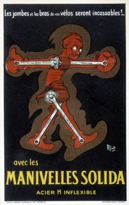 Publicidade para manivelas Velo em aço maciço. Desenho de Mich (Michel Liebeaux