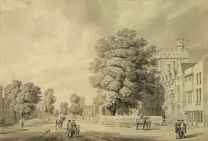 St Johns College, Oxford (caneta e tinta e lavagem)